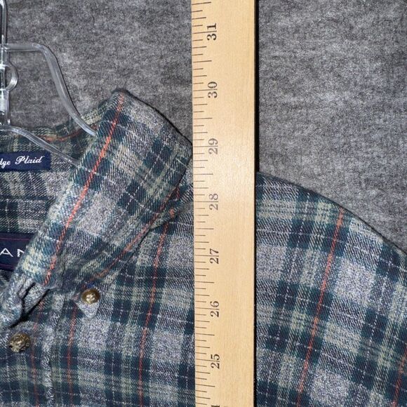 Gant Mens Cambridge Plaid Flannel Button Down Shirt Green Gray Long Sleeve‎ Sz M - Picture 4 of 7